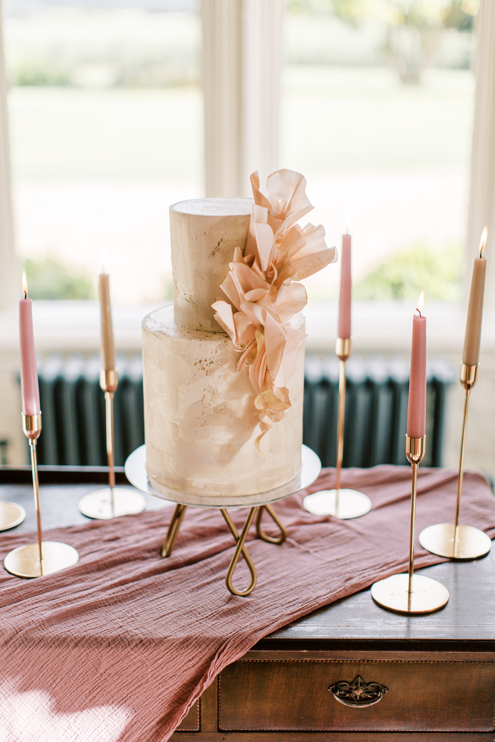 Cake Table Candles Glewstone Court Wedding Iris and Ivy Photography