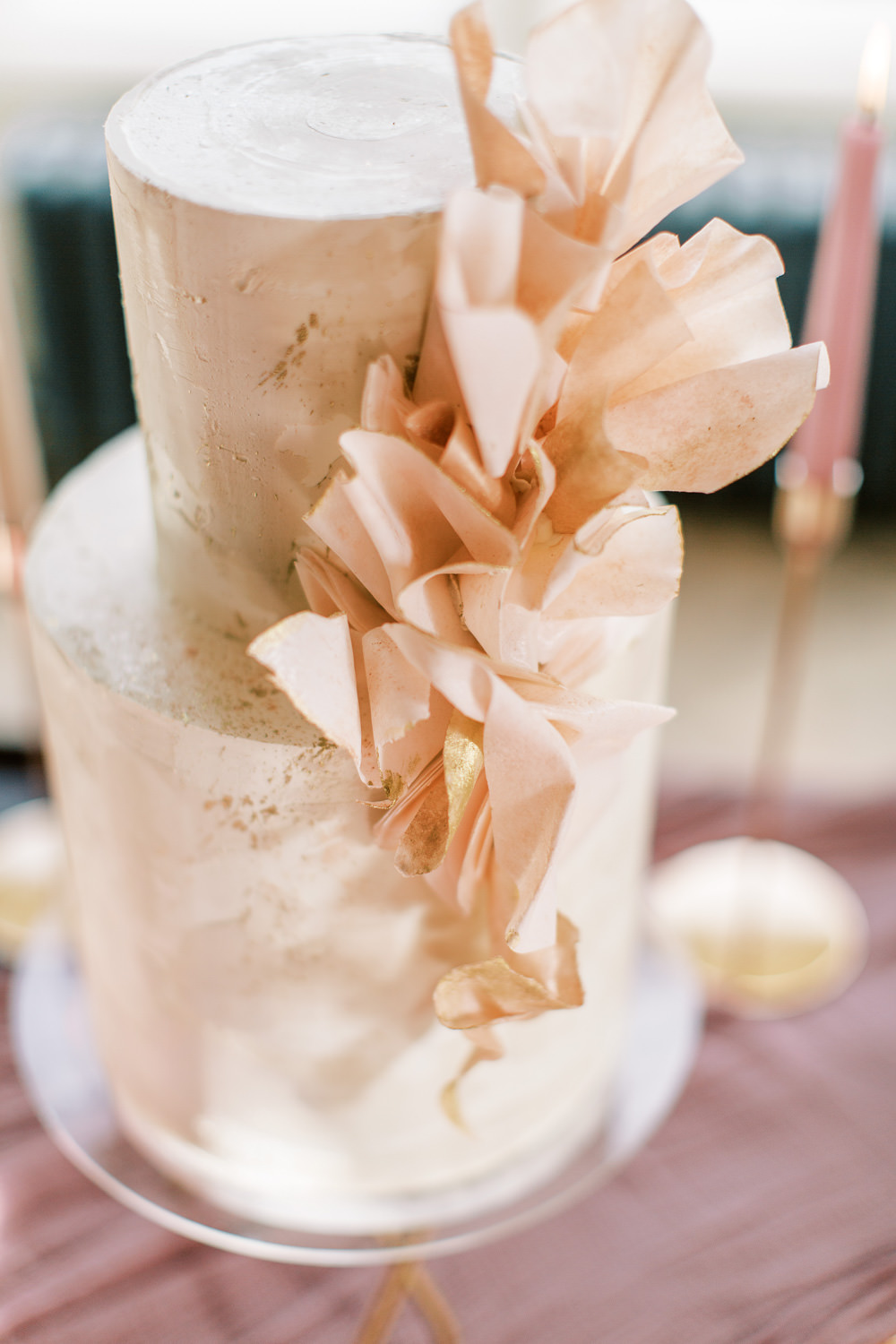 Pink Blush Cake Petals Glewstone Court Wedding Iris and Ivy Photography