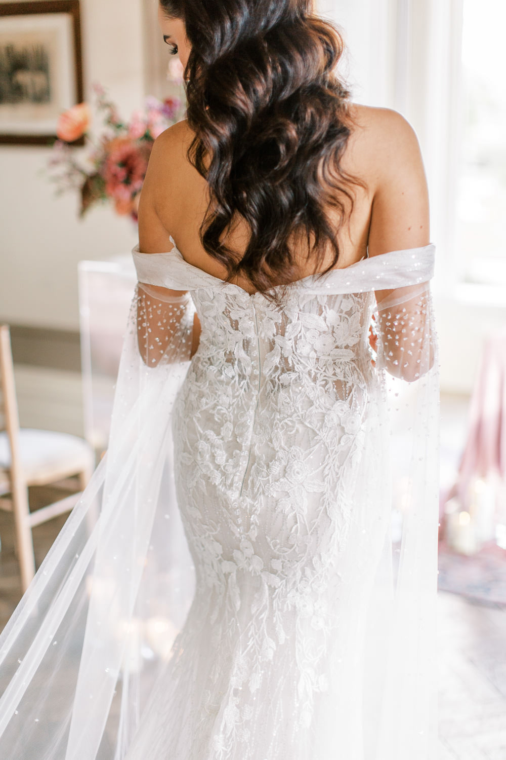 Dress Gown Bride Bridal Bodice Straps Glewstone Court Wedding Iris and Ivy Photography