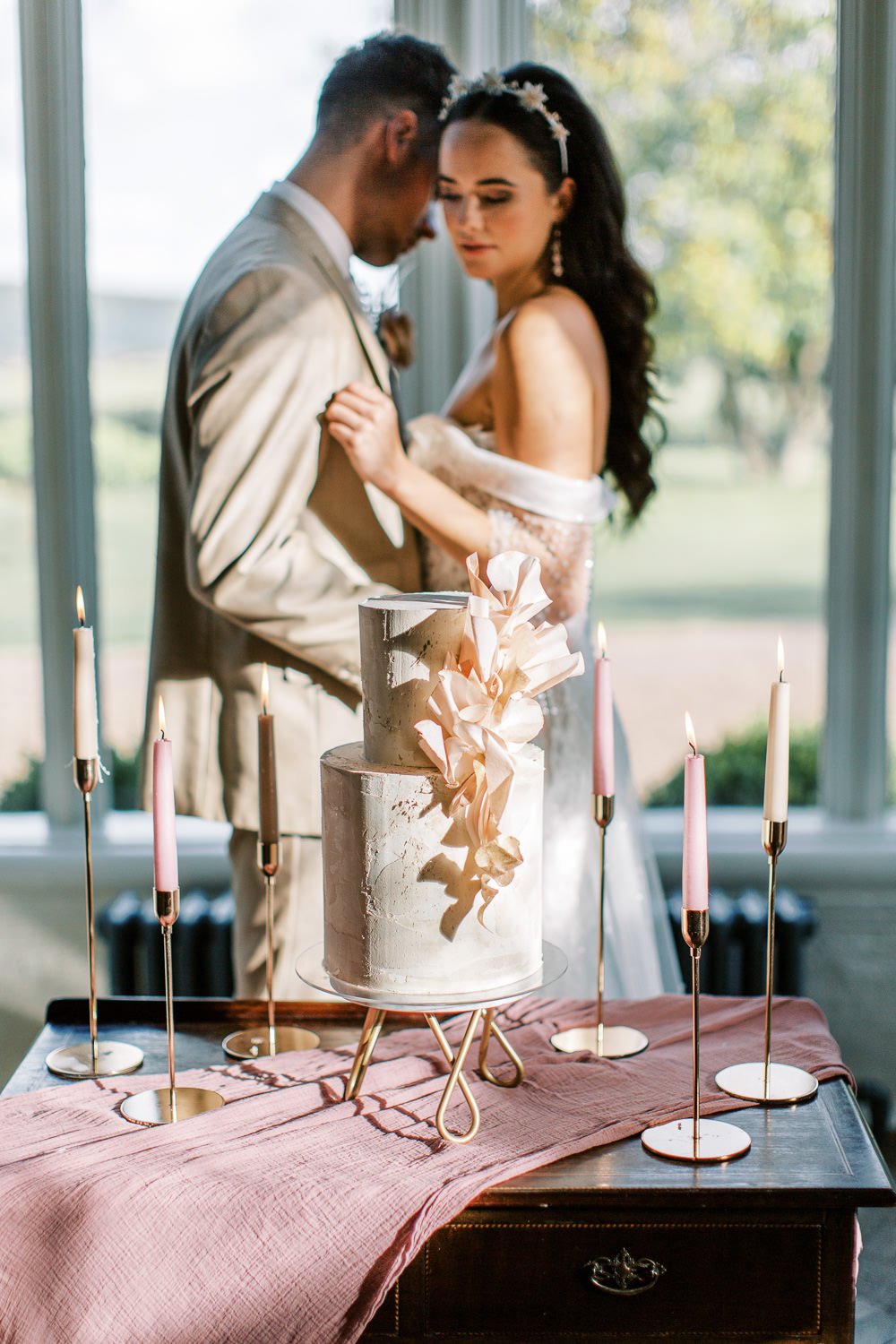 Cake Table Candles Glewstone Court Wedding Iris and Ivy Photography