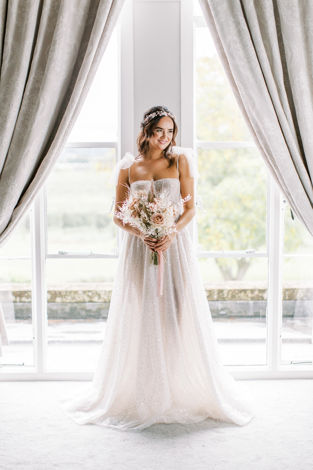 Dress Gown Bride Bridal Bodice Straps Glewstone Court Wedding Iris and Ivy Photography