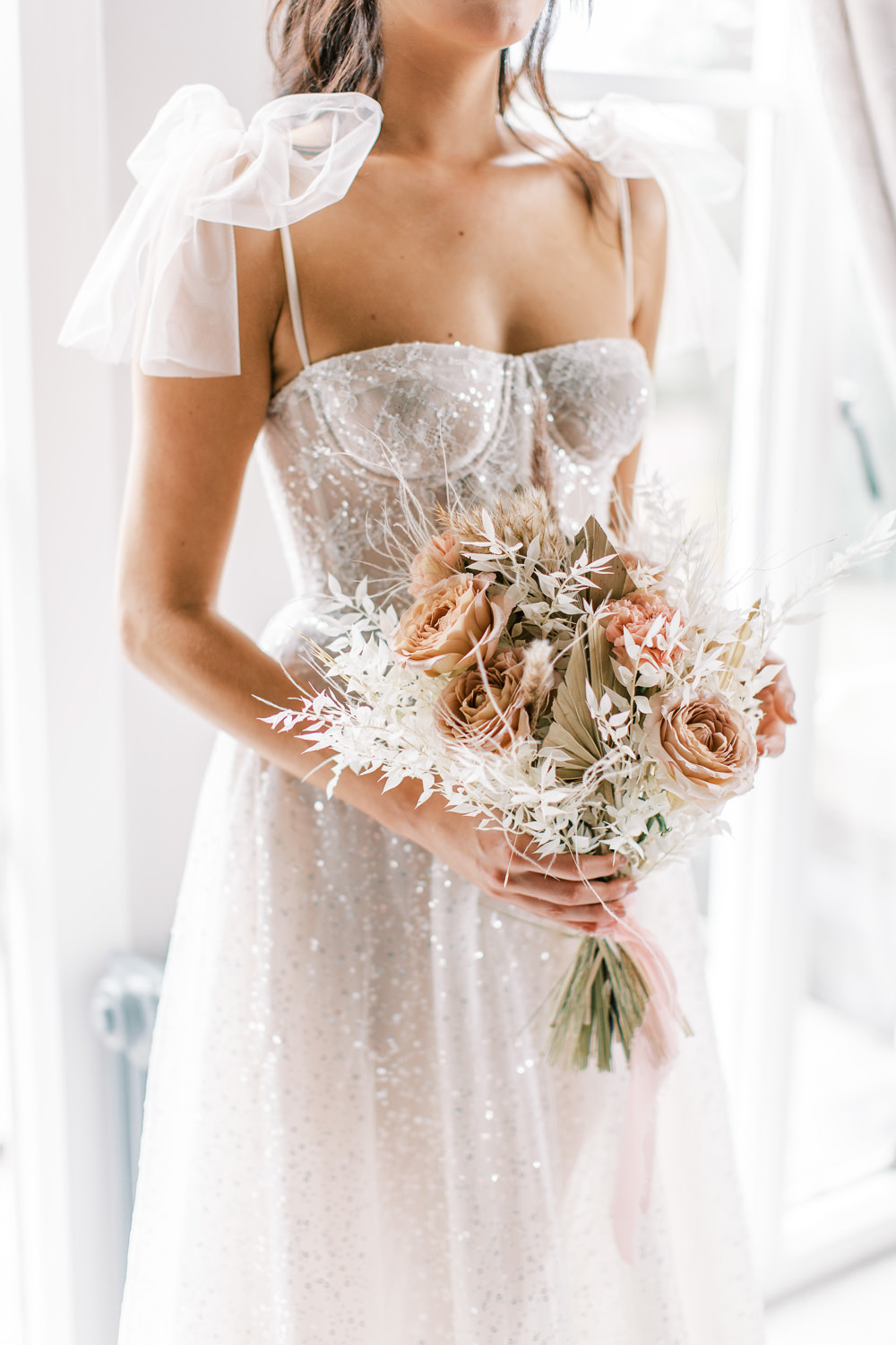 Bouquet Flowers Bride Bridal Dried Rose Grass Glewstone Court Wedding Iris and Ivy Photography