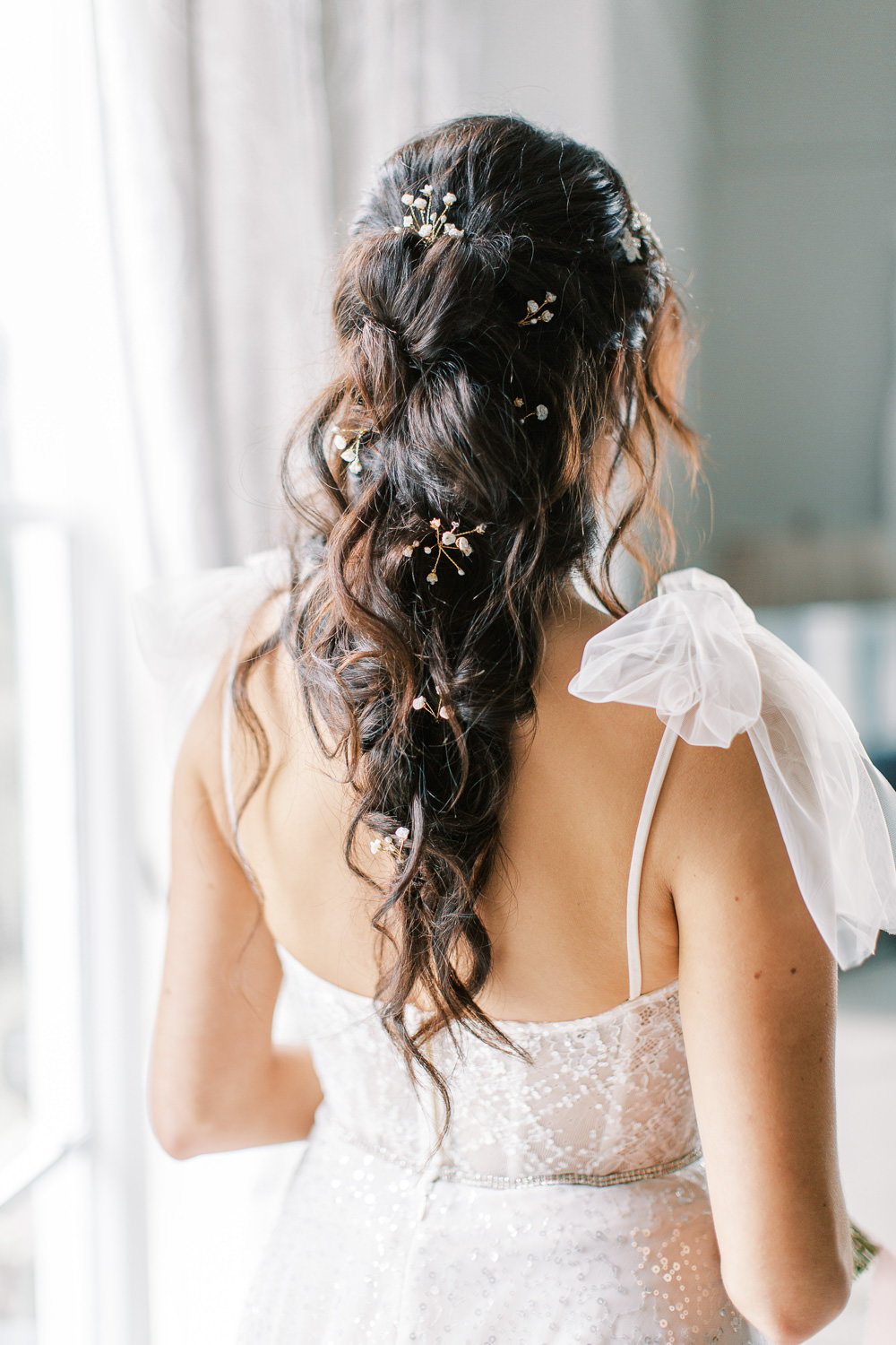 Bridal Hairstyle Waves Pins Tiara Glewstone Court Wedding Iris and Ivy Photography