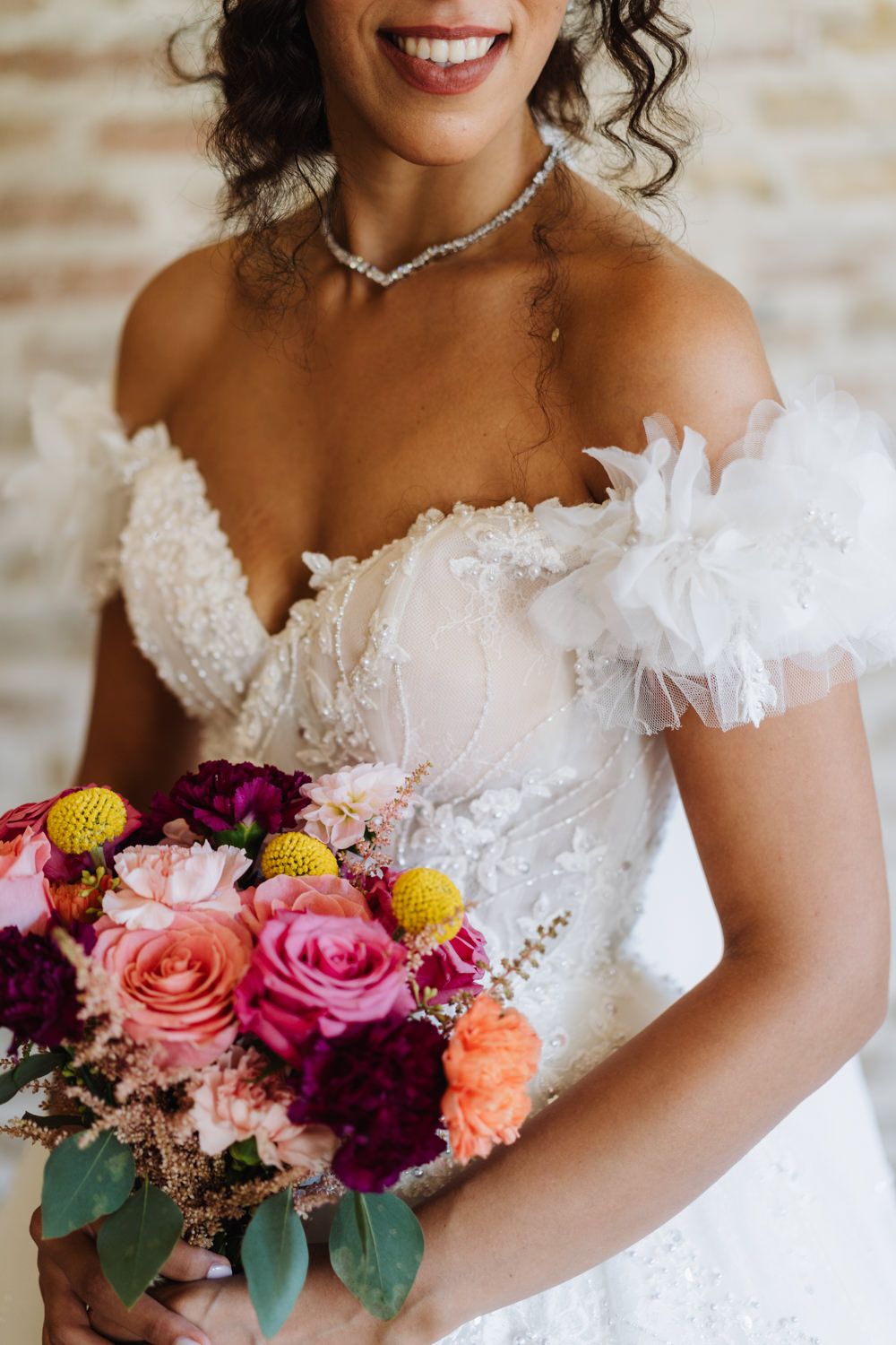 Bride Bouquet Pink Yellow Rose Italian Lebanese Wedding Francesco Pennacchietti