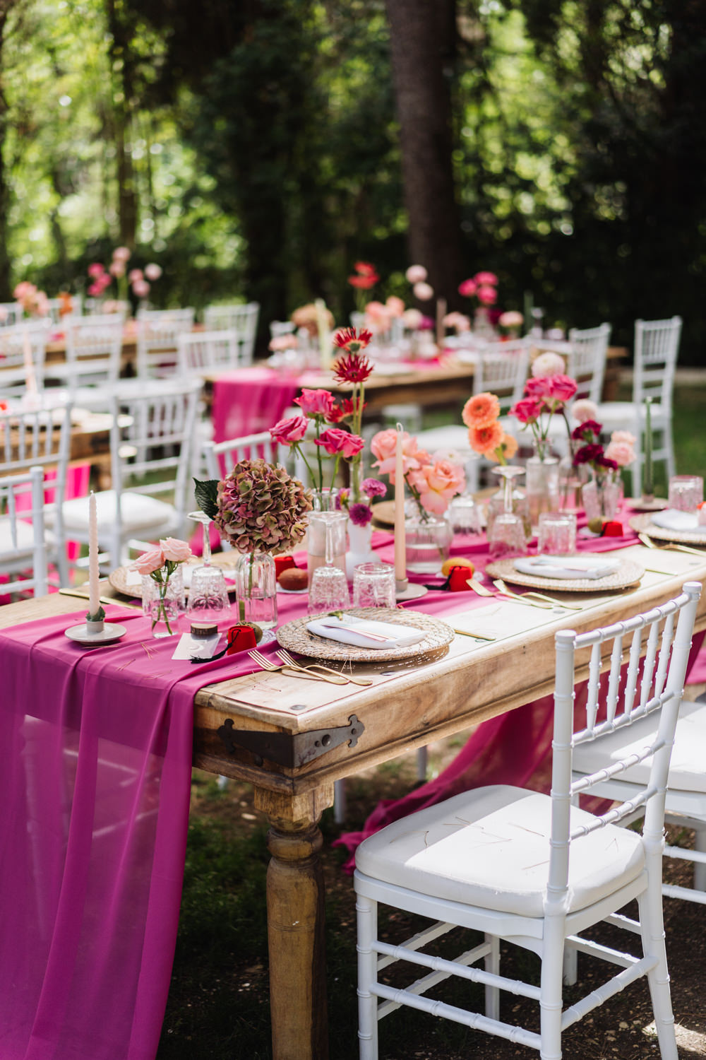 Magenta Pink Table Decor Candles Flowers Runner Italian Lebanese Wedding Francesco Pennacchietti