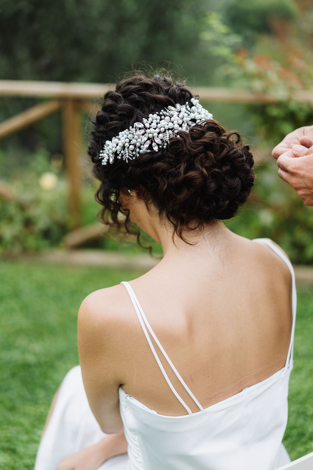 Bride Hairstyle Up Do Curls Accessory Italian Lebanese Wedding Francesco Pennacchietti