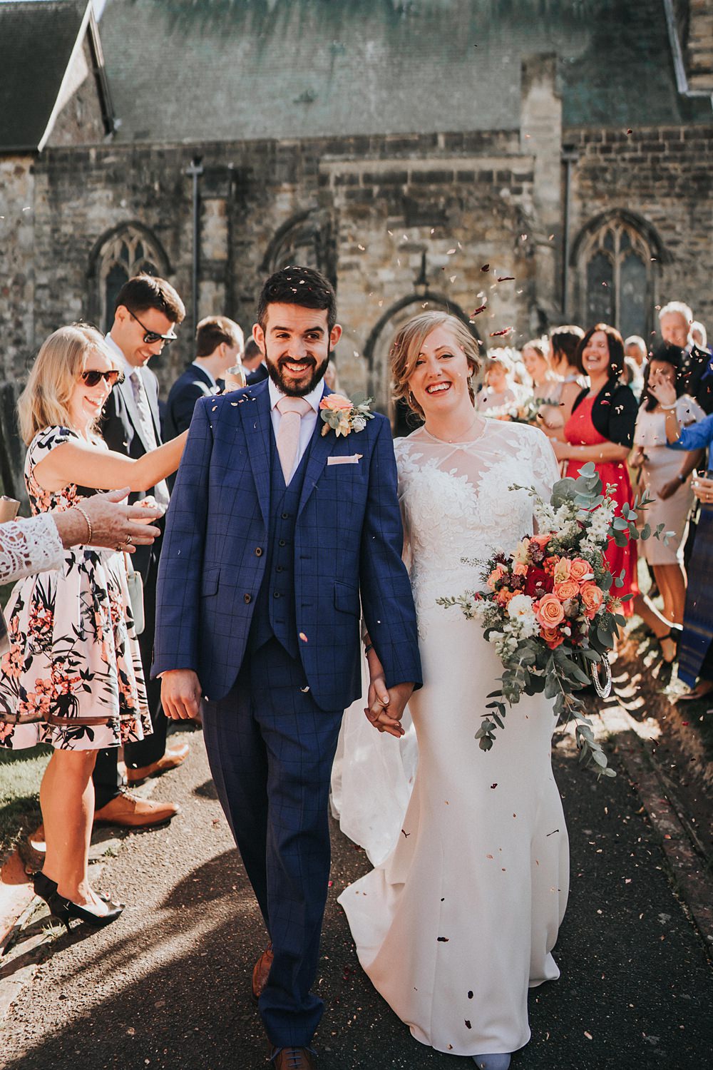 Confetti Throw Kent Village Hall Wedding Holly Rose Weddings