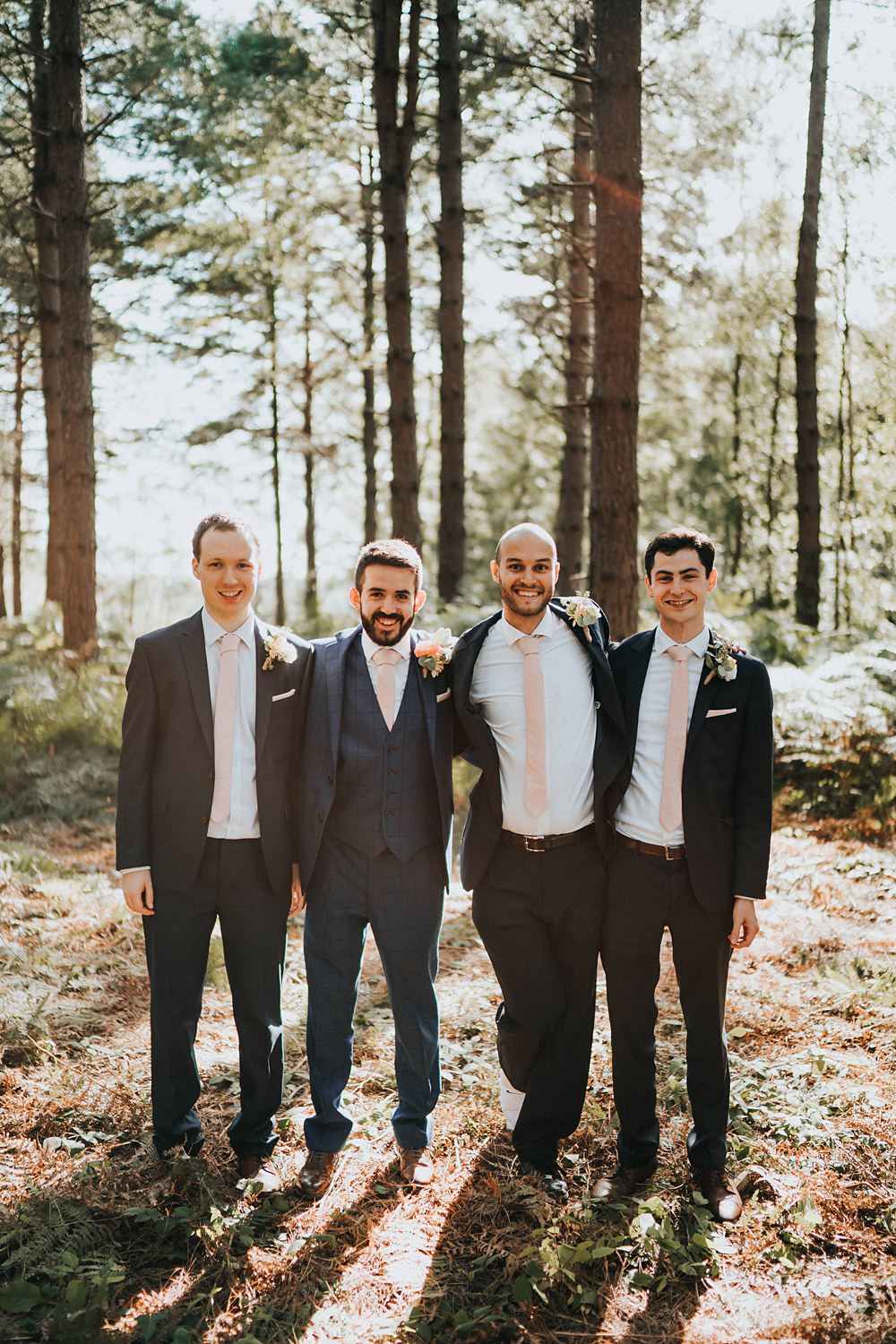 Groom Blue Suit Pink Tie Groomsmen Kent Village Hall Wedding Holly Rose Weddings