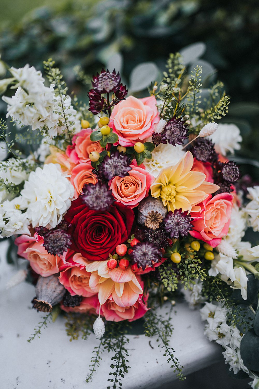 Bouquet Flowers Bride Bridal Pink Purple Rose Greenery Kent Village Hall Wedding Holly Rose Weddings