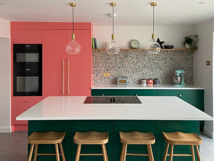 Kitchen Renovation 1930s House Coral Green Colourful Brass