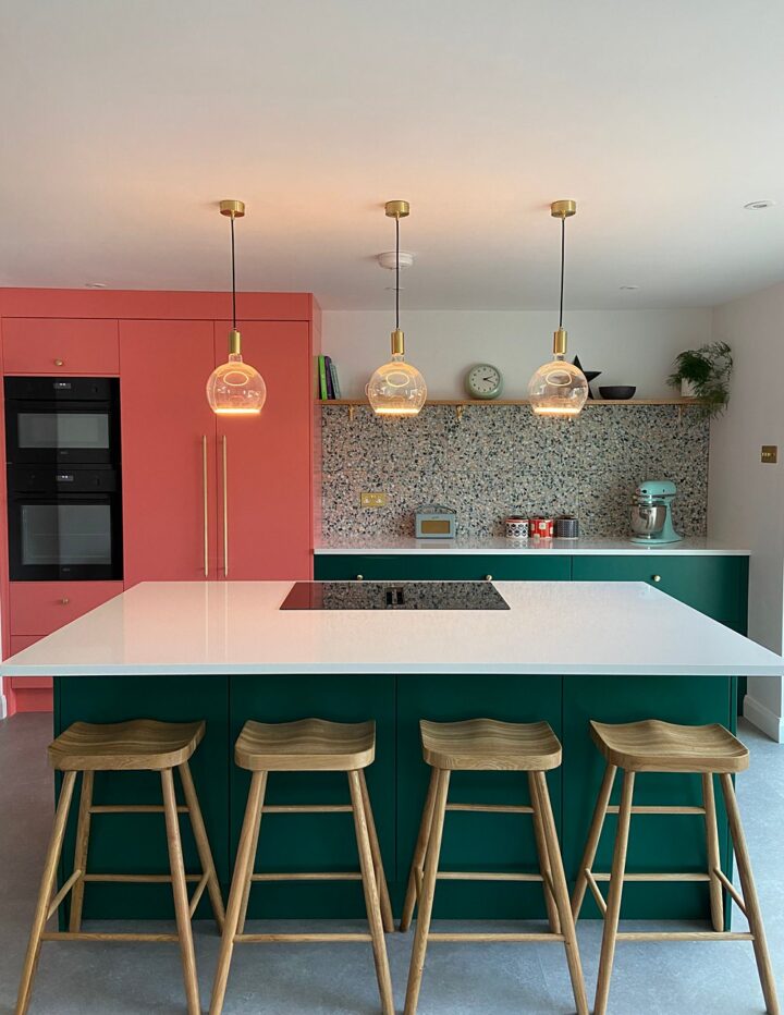 Kitchen Renovation 1930s House Coral Green Colourful Brass