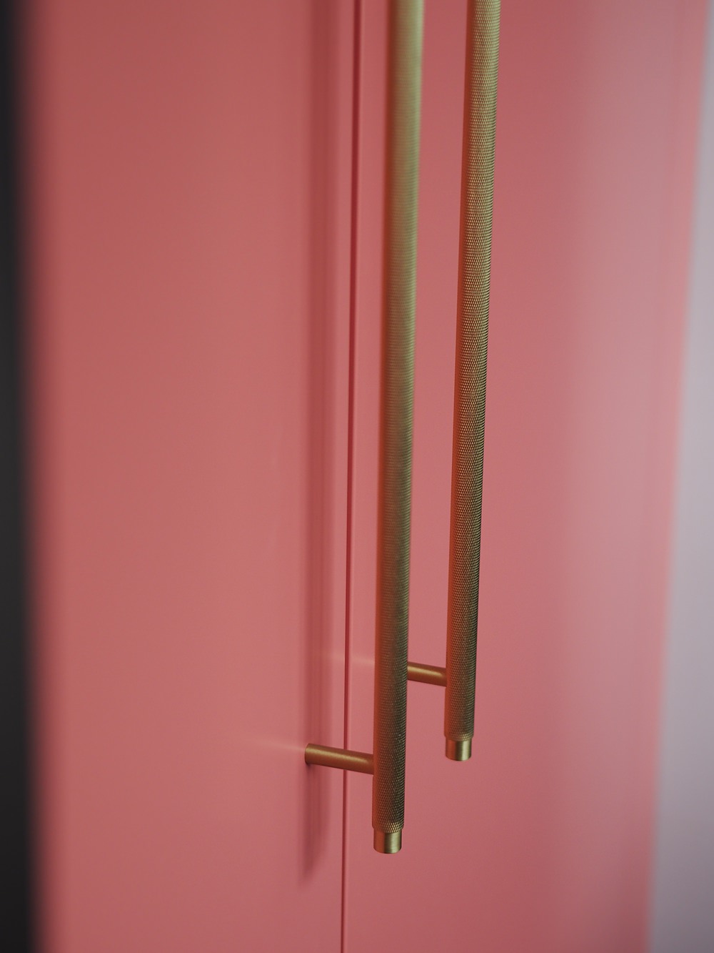 Kitchen Renovation 1930s House Coral Colourful Brass Handles Pantry