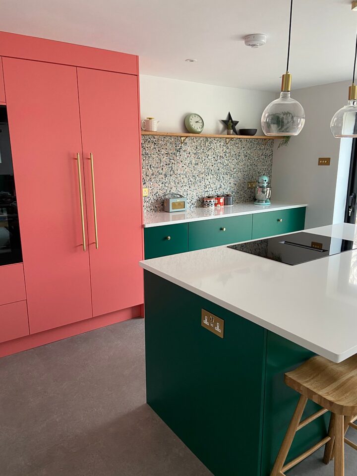 Kitchen Renovation 1930s House Coral Green Colourful Brass