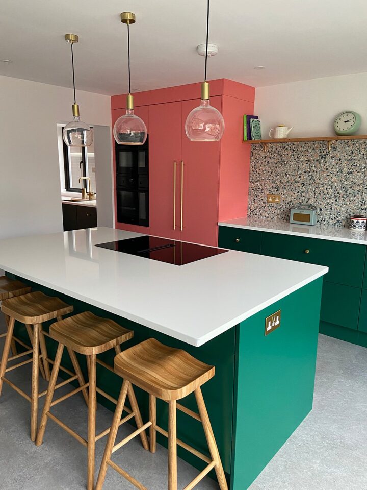 Kitchen Renovation 1930s House Coral Green Colourful Brass