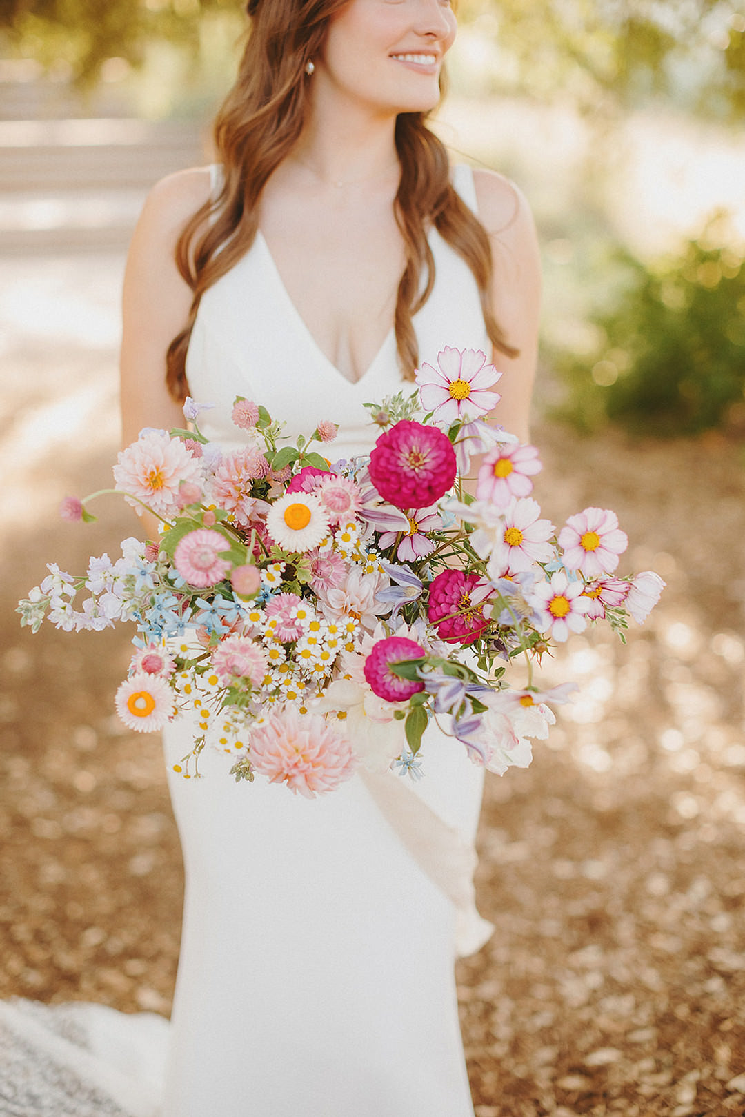 Bouquet Flowers Pink Pretty Summer Yellow Dahlia Lady Bird Johnson Wildflower Center Wedding Two Pair Photography