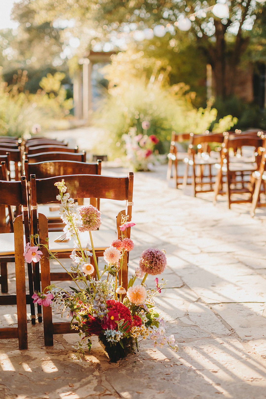 Meadow Aisle Flowers Pink Red Lady Bird Johnson Wildflower Center Wedding Two Pair Photography