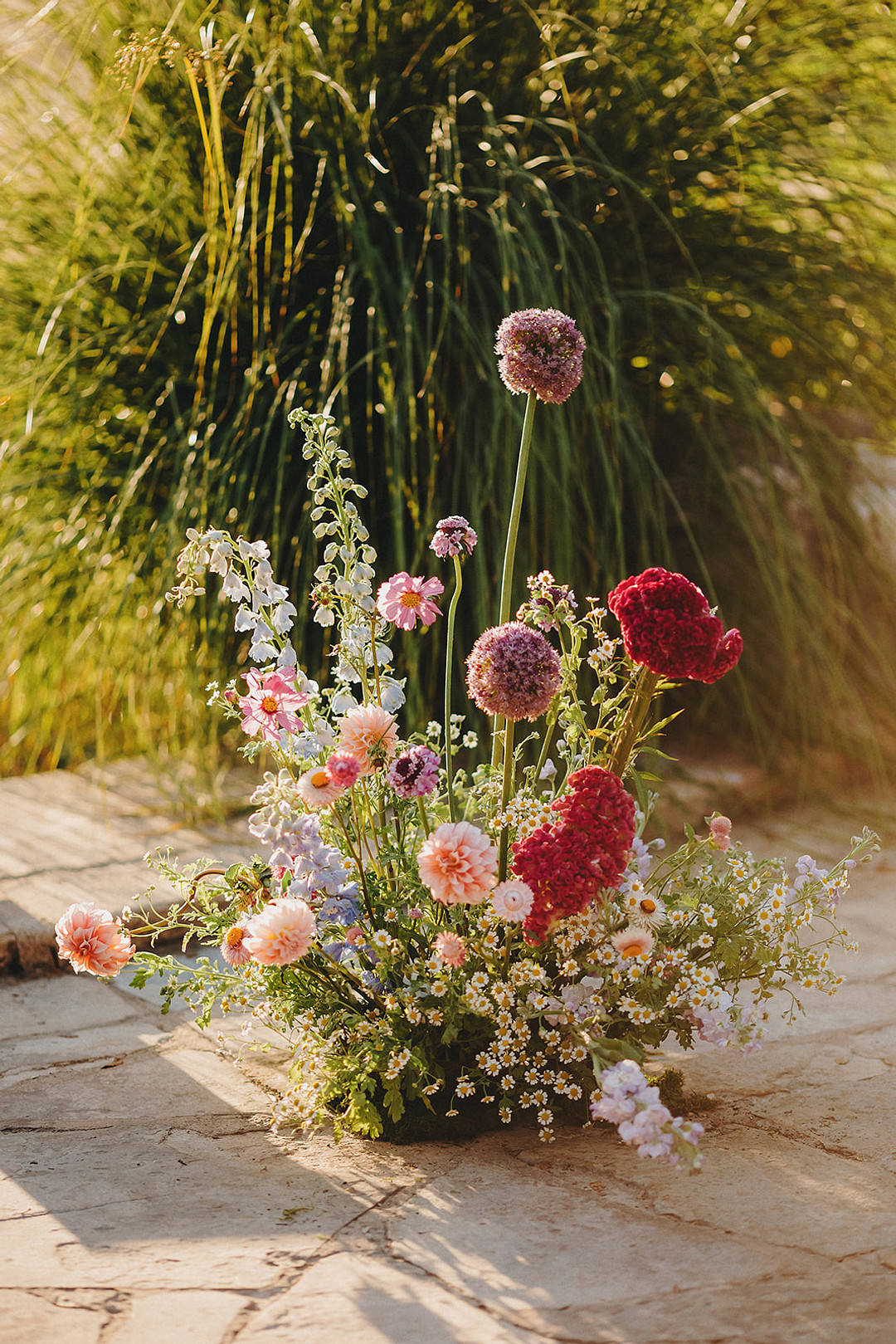 Meadow Aisle Flowers Pink Red Lady Bird Johnson Wildflower Center Wedding Two Pair Photography