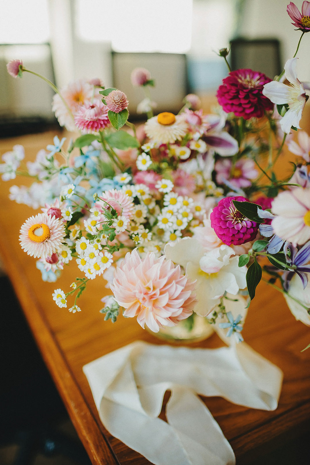 Bouquet Flowers Pink Pretty Summer Yellow Dahlia Lady Bird Johnson Wildflower Center Wedding Two Pair Photography