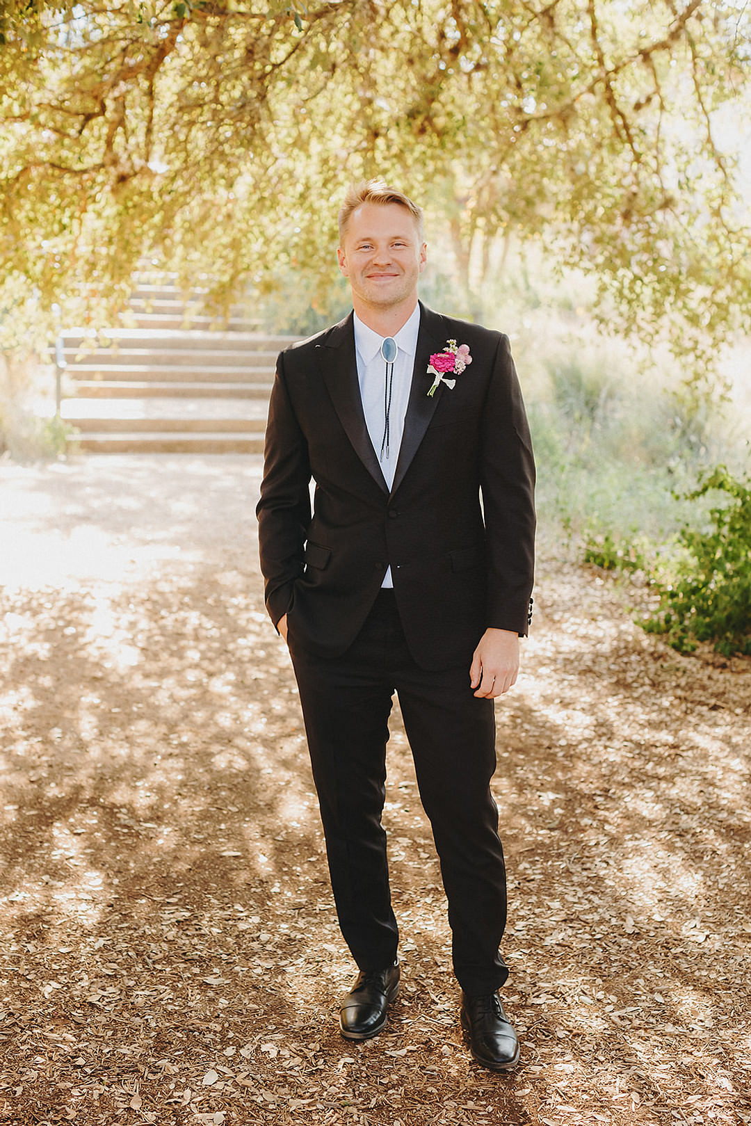 Black Groom Suit Pink Buttonhole Flowers Lady Bird Johnson Wildflower Center Wedding Two Pair Photography
