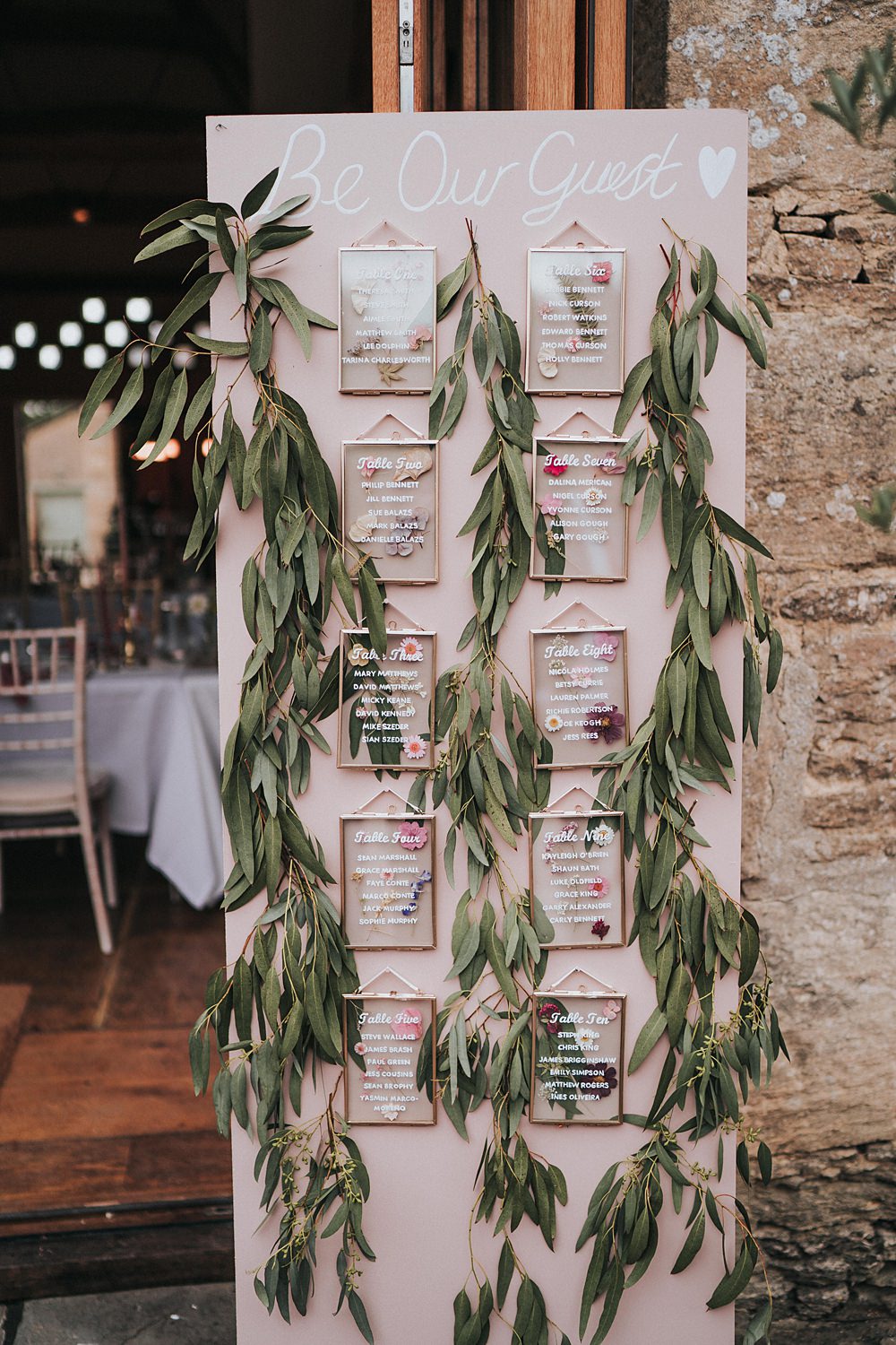 Greenery Table Plan Pressed Flower Frame Magenta Pink Wedding Holly Rose Weddings