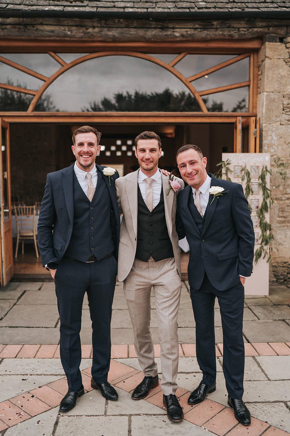Groom Grey Suit Black Waistcoat Groomsmen Magenta Pink Wedding Holly Rose Weddings