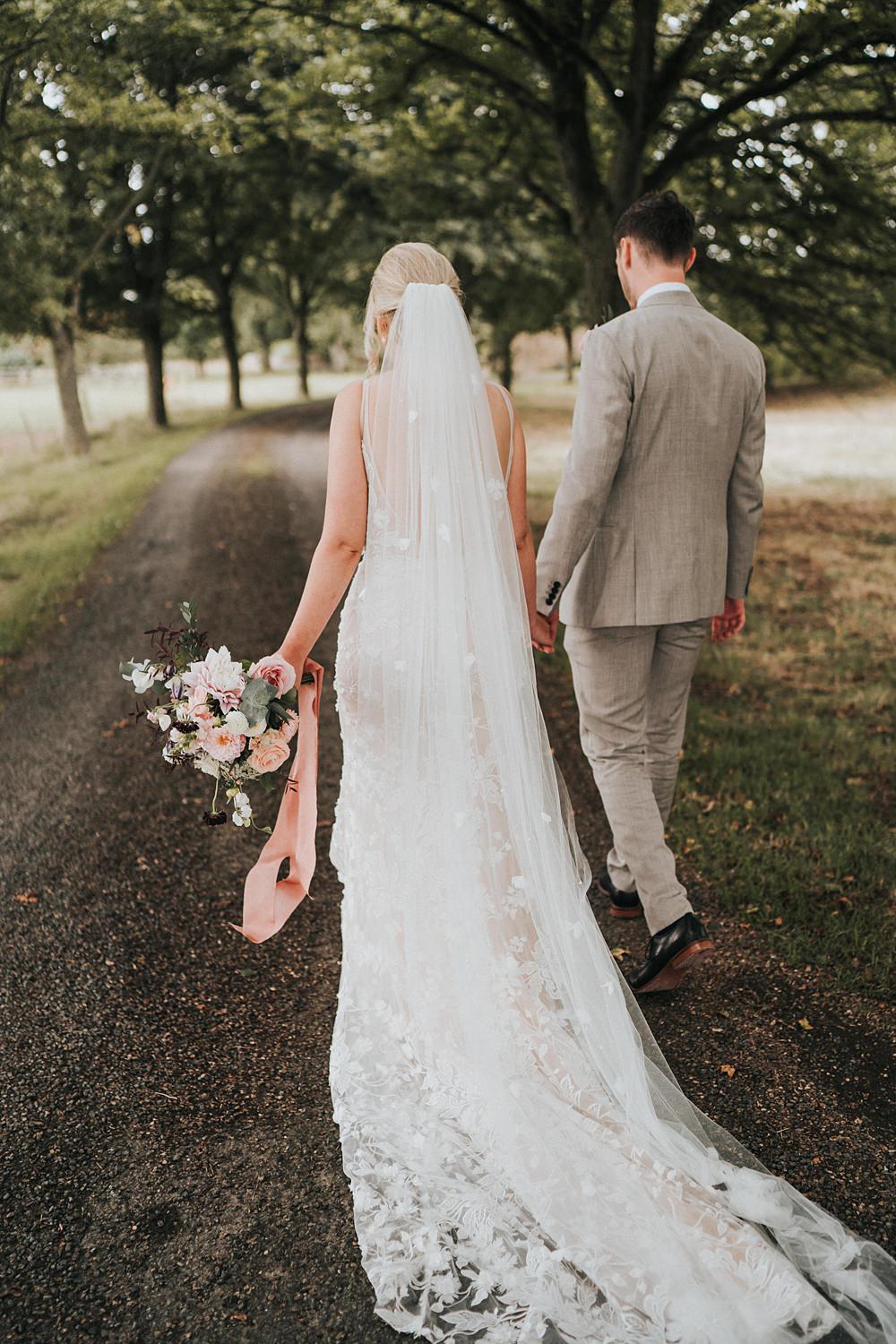 Made With Love Dress Bride Lace Veil Magenta Pink Wedding Holly Rose Weddings