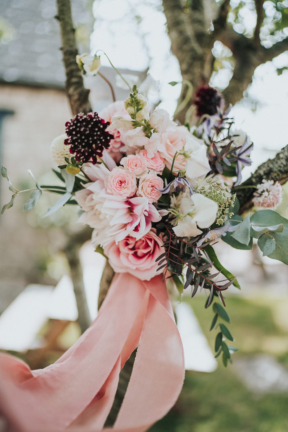 Bouquet Flowers Bride Dahlia Rose Magenta Pink Wedding Holly Rose Weddings