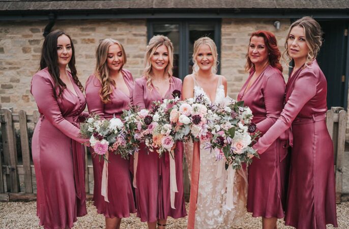 Long Sleeve Short Bridesmaid Dresses Magenta Pink Wedding Holly Rose Weddings