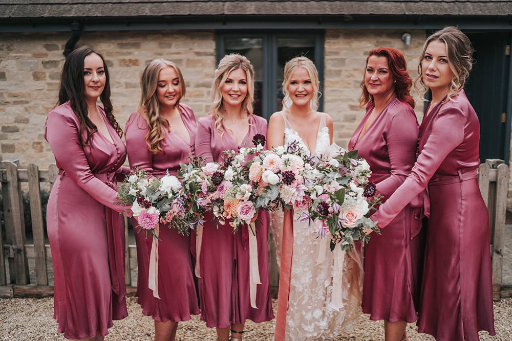 Long Sleeve Short Bridesmaid Dresses Magenta Pink Wedding Holly Rose Weddings