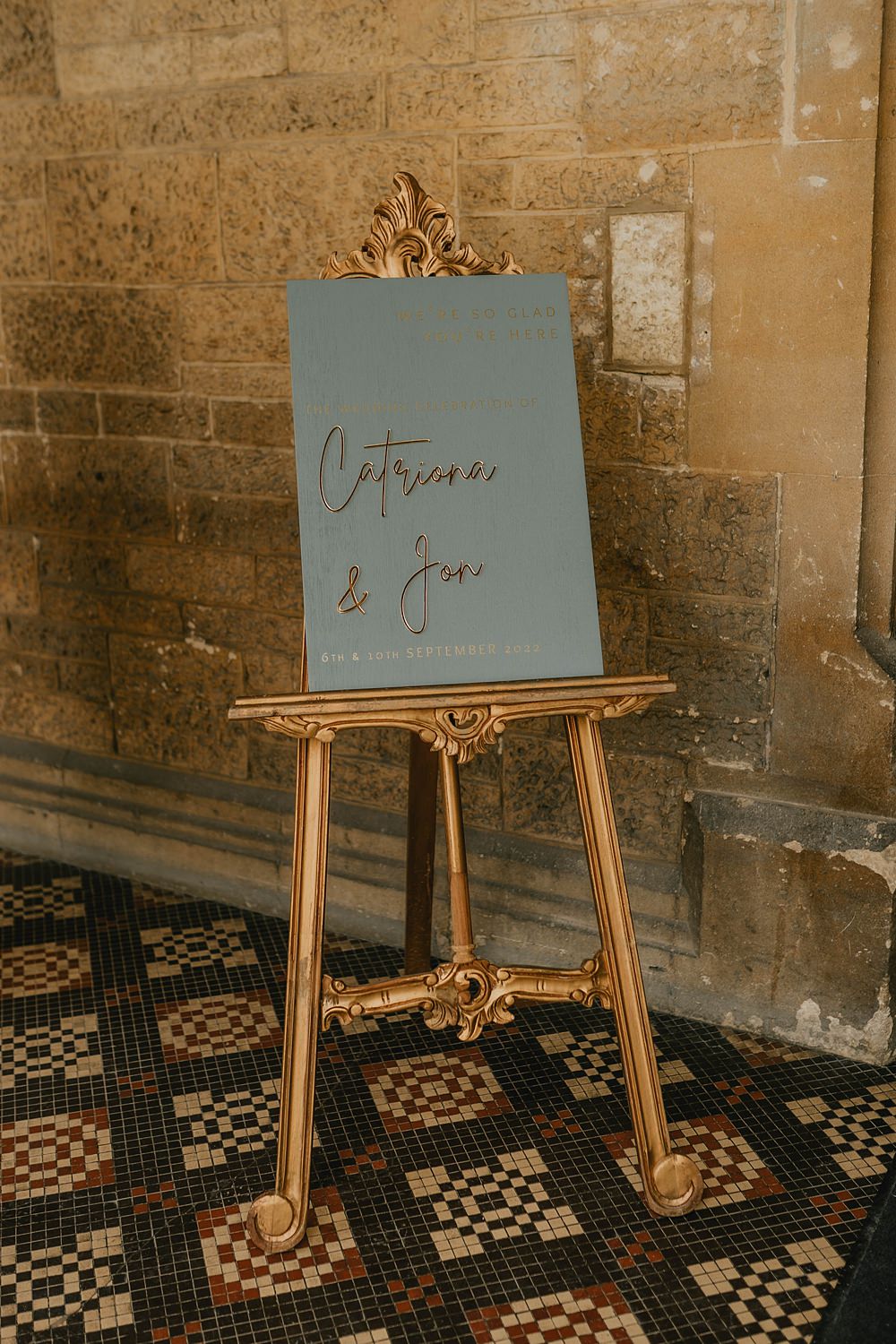 Green Gold Sign Manor Lake Wedding Grace Dove Photography