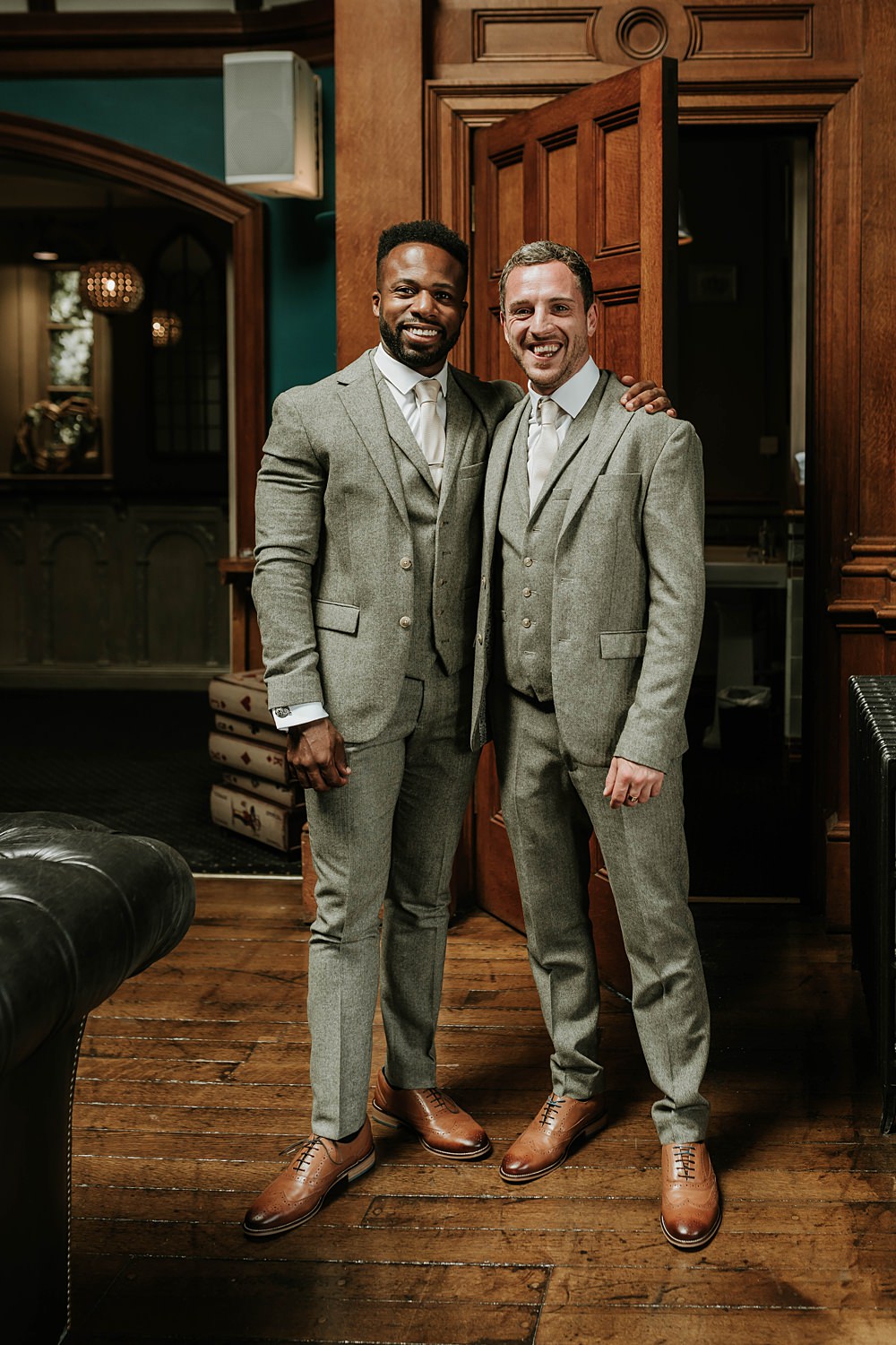 Green Suit Groom Groomsmen Manor Lake Wedding Grace Dove Photography