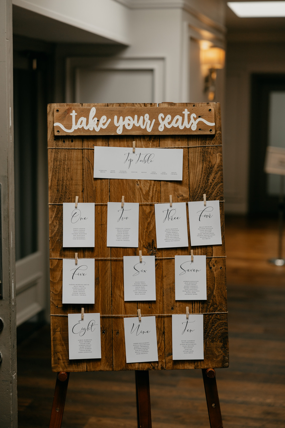 Wooden Table PlanMillbrook Lodge Hotel Wedding Iain Irwin Photography