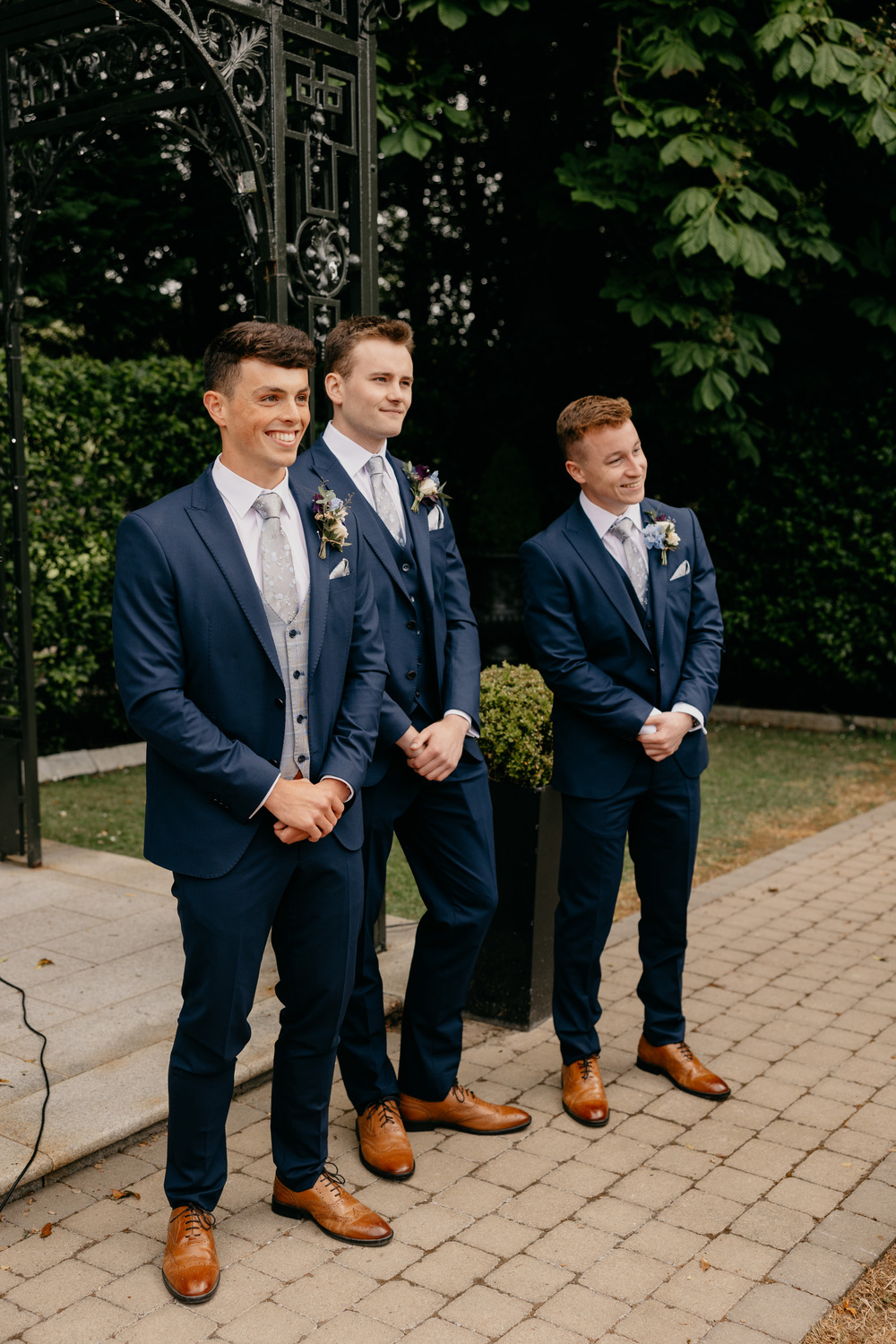 Groom Navy Suit Grey Tie Groomsmen Millbrook Lodge Hotel Wedding Iain Irwin Photography
