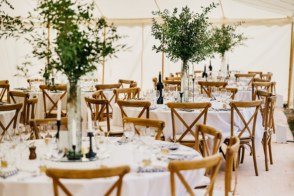 Marquee Trees Decor Round Tables Outside Inside Wedding Kevin Fern Photography