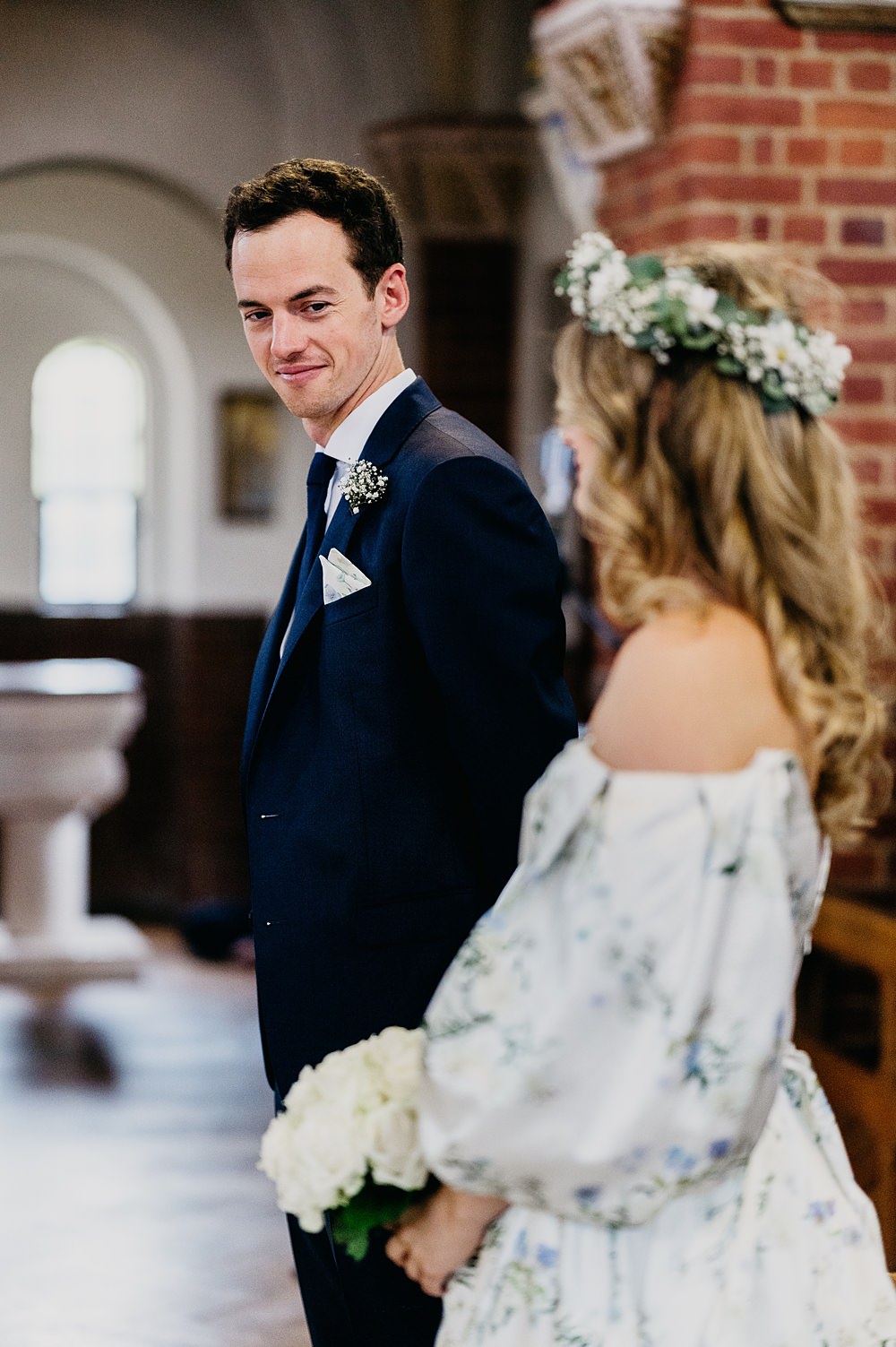 Groom Navy Suit Grey Waistcoat Outside Inside Wedding Kevin Fern Photography
