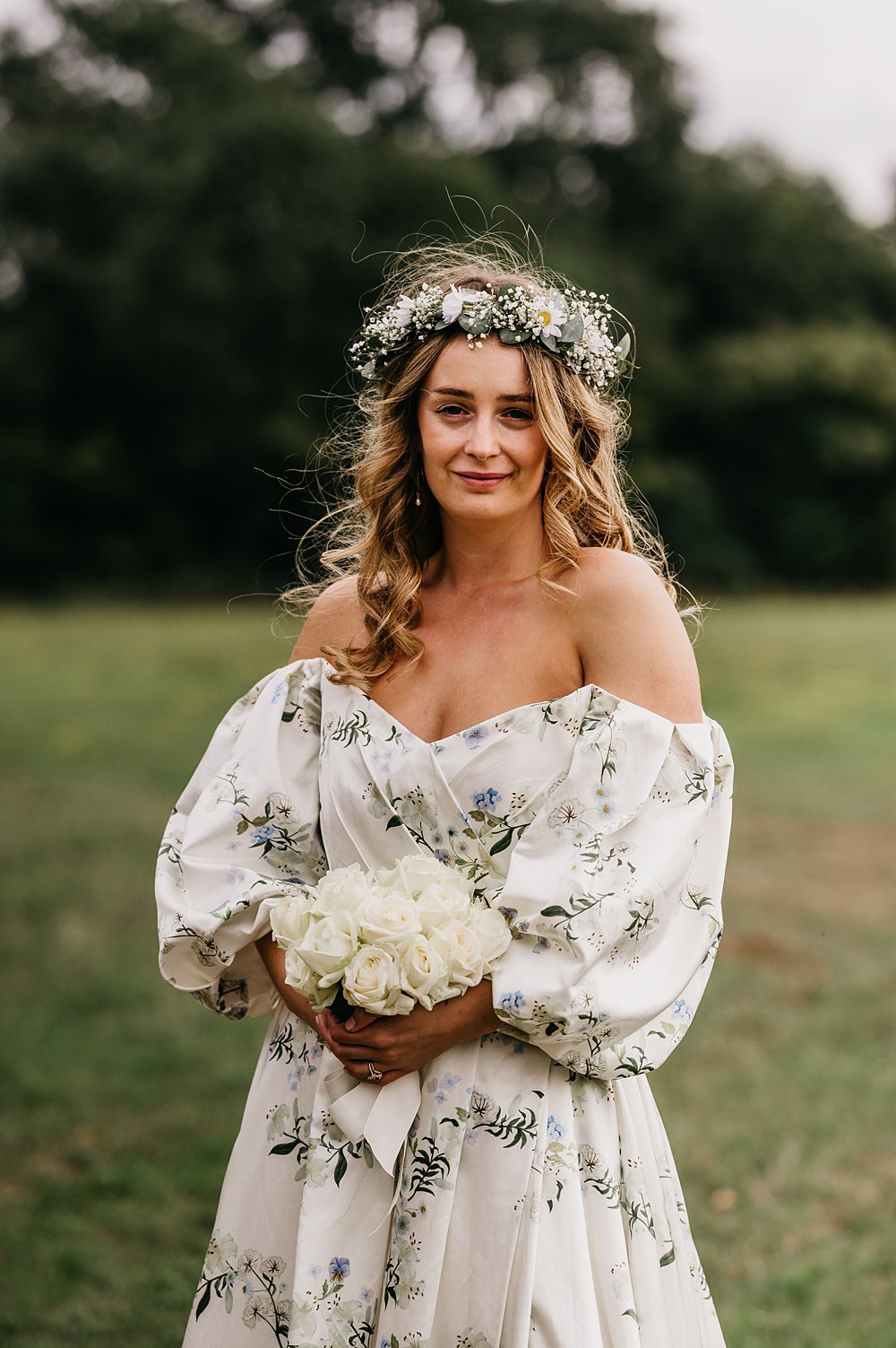 Flower Crown Bride Rose Bouquet White Outside Inside Wedding Kevin Fern Photography