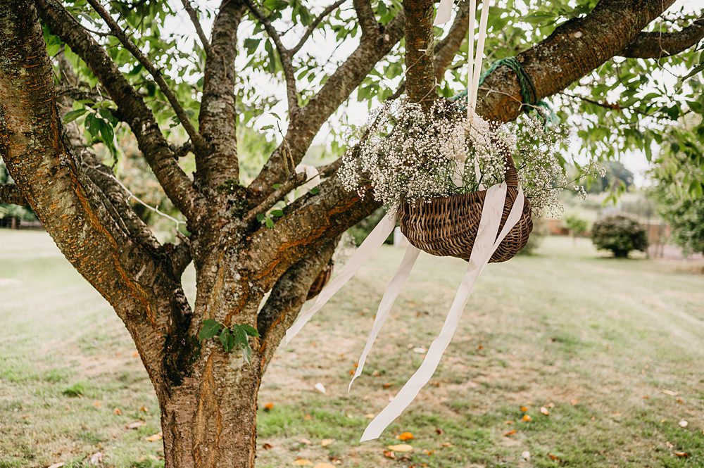 Hanging Basket Flower Tree Decor Outside Inside Wedding Kevin Fern Photography