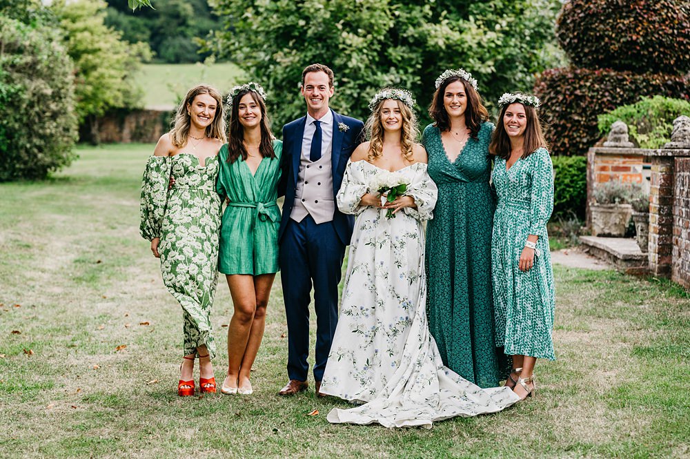Mismatched Green Blue Bridesmaid Dresses Outside Inside Wedding Kevin Fern Photography