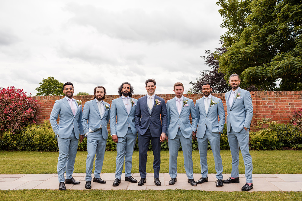 Groom Navy Suit Pink Tie Groomsmen Staffordshire Country Estate Wedding Jo Hastings Photography