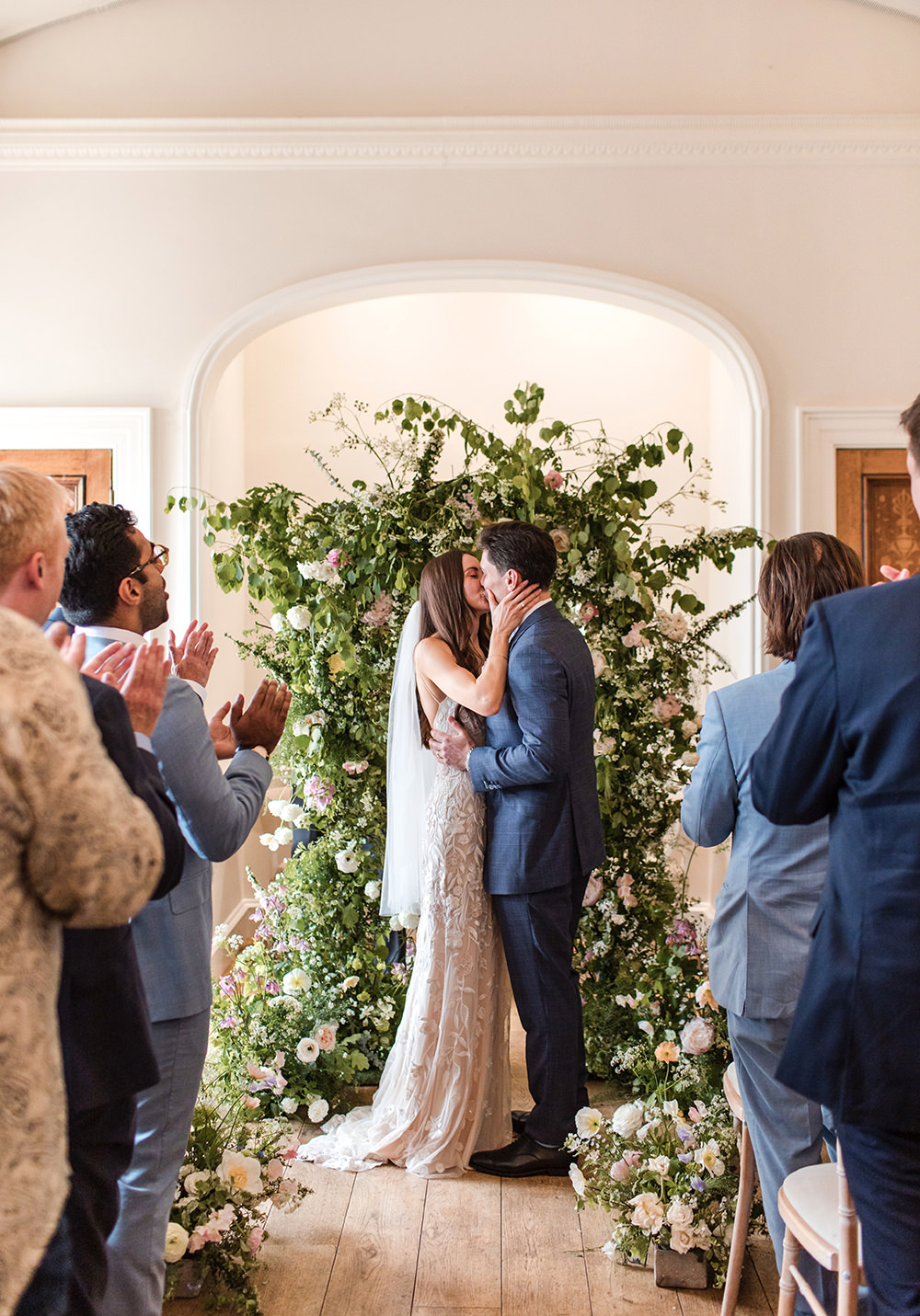 Flower Greenery Arch Ceremony Backdrop Staffordshire Country Estate Wedding Jo Hastings Photography