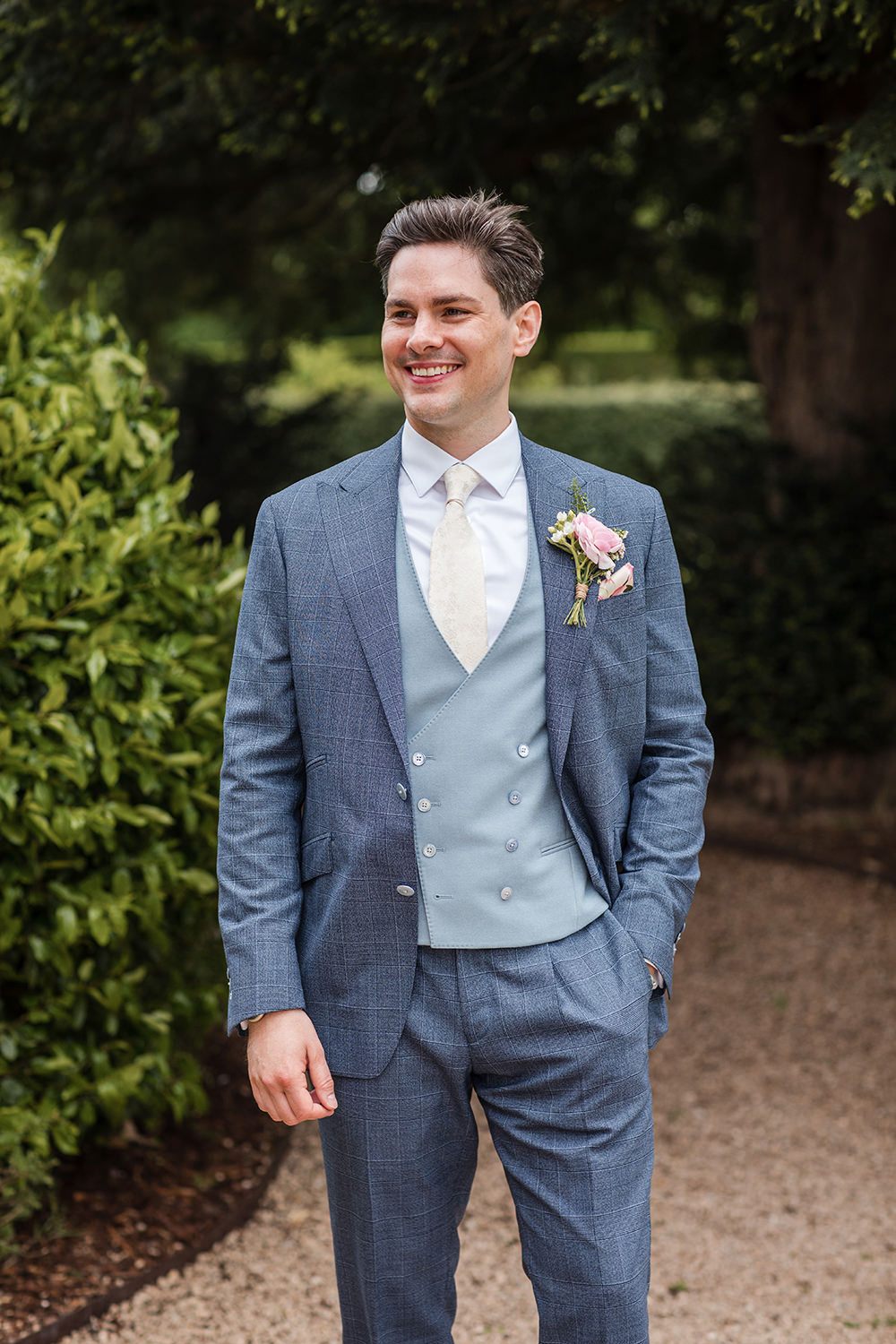 Groom Navy Suit Pink Tie Staffordshire Country Estate Wedding Jo Hastings Photography