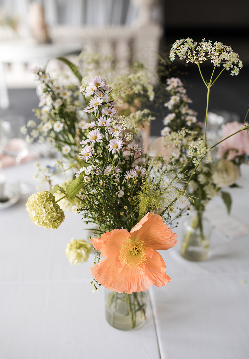 Long Wedding Table Spring Flowers Bottles Staffordshire Country Estate Wedding Jo Hastings Photography