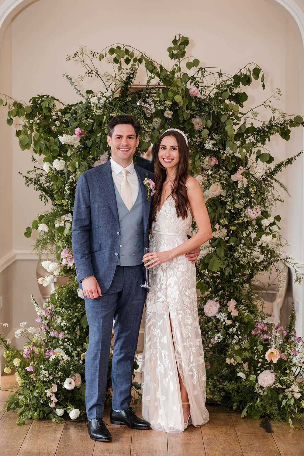 Flower Greenery Arch Ceremony Backdrop Staffordshire Country Estate Wedding Jo Hastings Photography