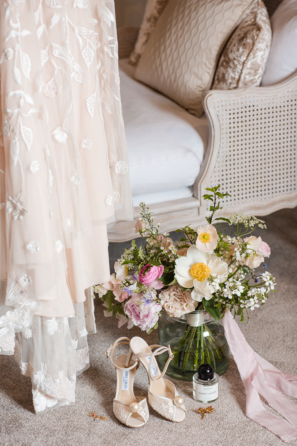 Bouquet Flowers Shoes Bride Gown Staffordshire Country Estate Wedding Jo Hastings Photography