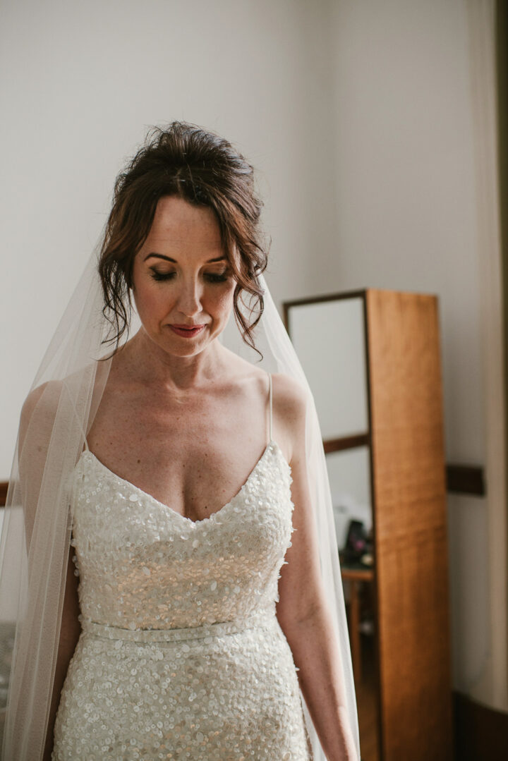 Strappy Sequin Wedding Dress Ellie Gillard Photography