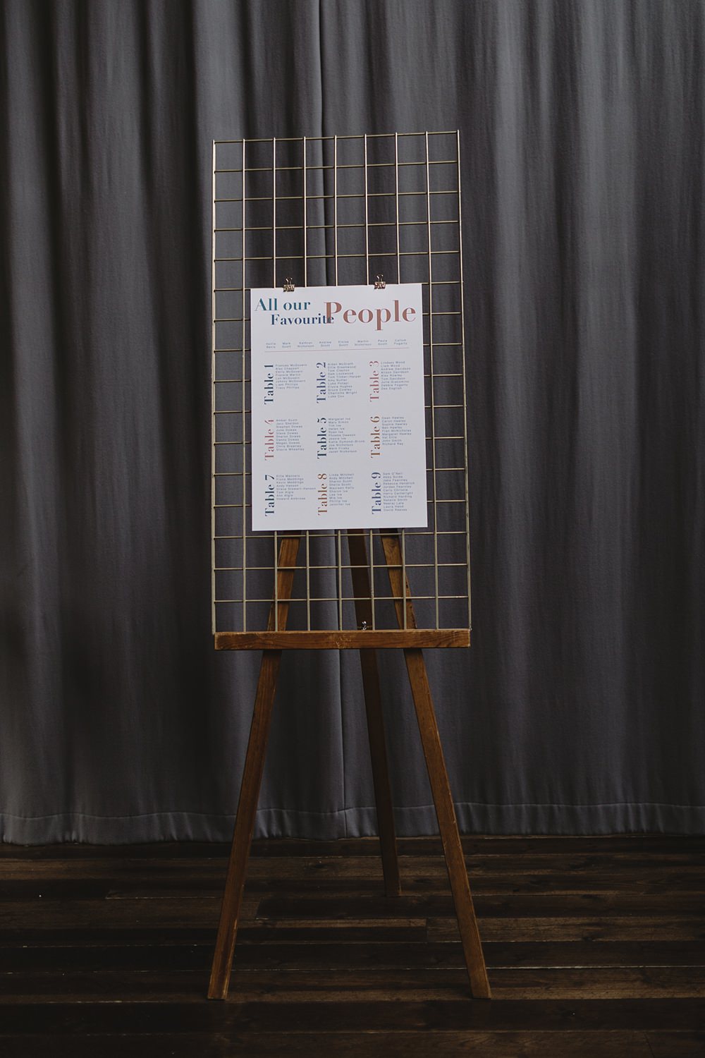 Table Plan Grid Streamers Wedding Decor Louise Barry Photographer