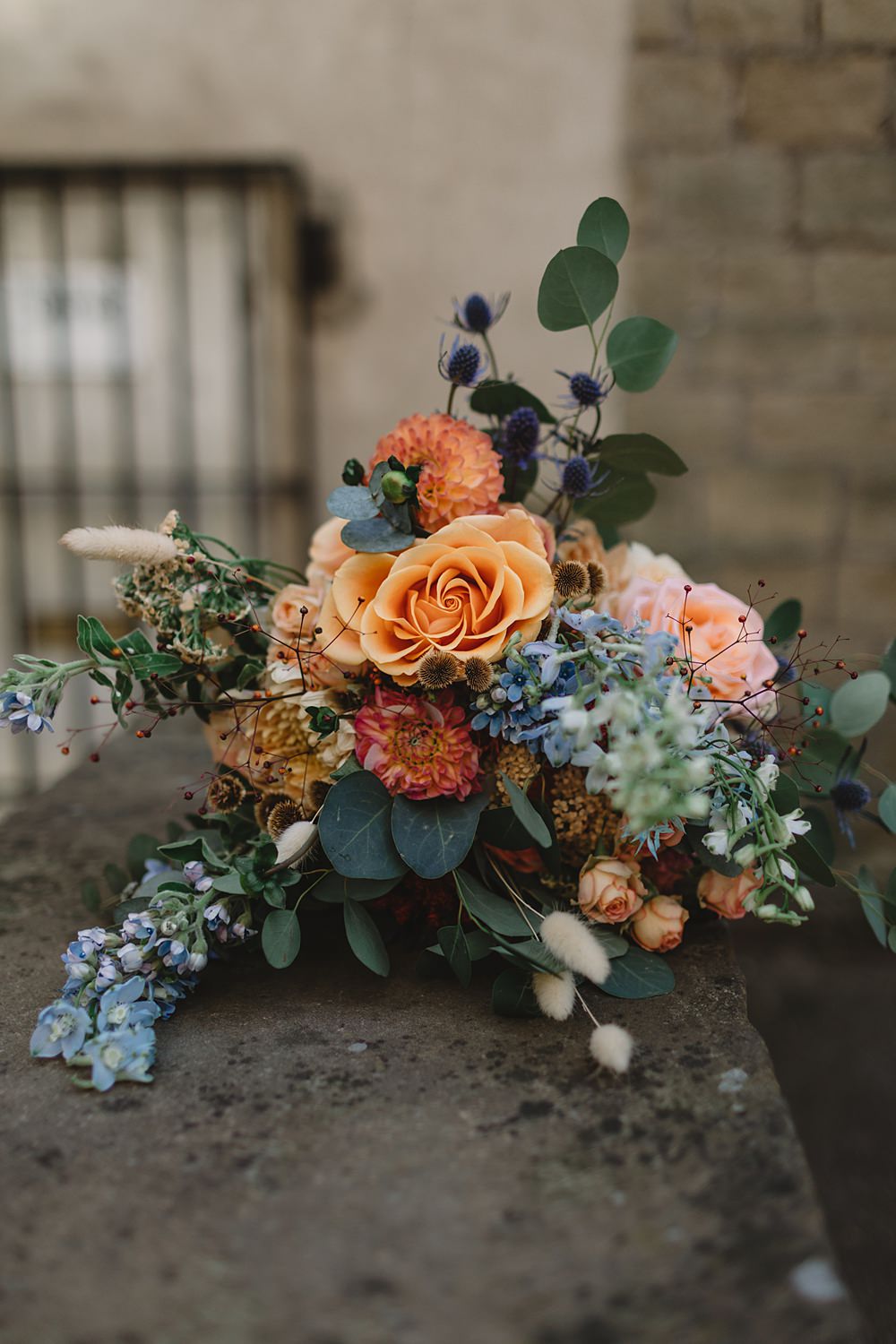 Bouquet Flowers Orange Rose Streamers Wedding Decor Louise Barry Photographer
