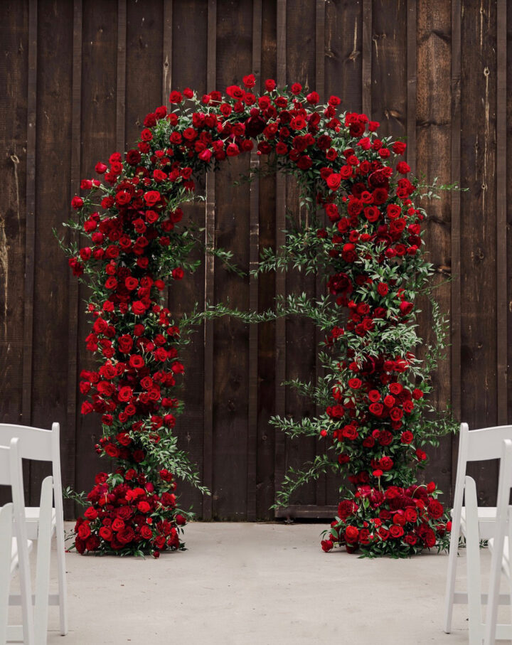 Wedding Arches Red Rose Flowers Brandon and Serena Photography