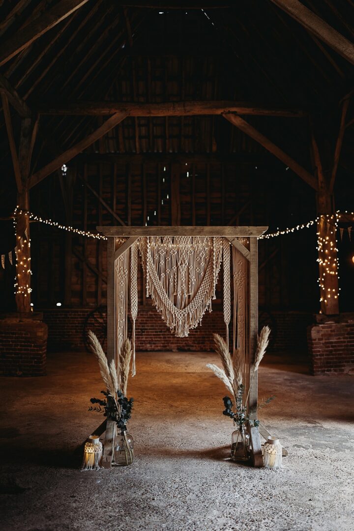 Wedding Arches Wooden Frame Macrame Pampas Grass Thyme Lane Photography