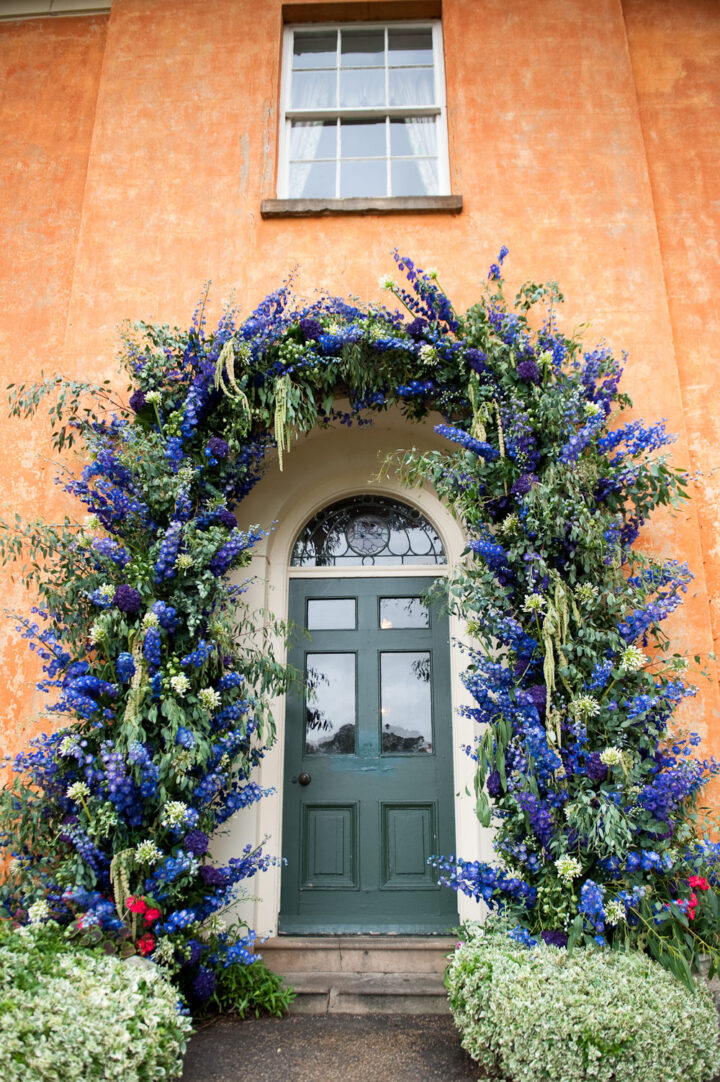 Wedding Floral Arch Blue Flowers Rachael Connerton Photography